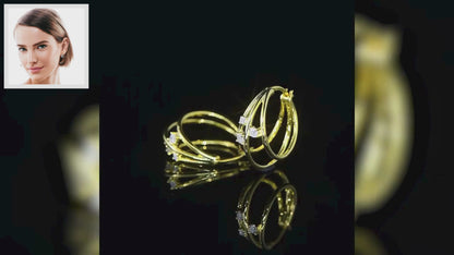 Moissanite Triple Hoop Earrings | Elegant Multi-Layer Design