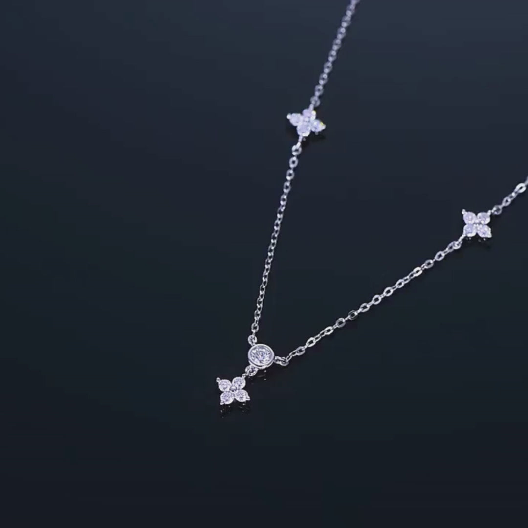 Four Leaf Clover Moissanite Pendant Necklace - S925 Silver Choker