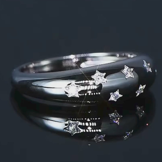 Lab Grown Moissanite Rings - Burnish Setting - Star Design