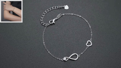 Adjustable Round Cut Moissanite Bracelet | Infinity Heart