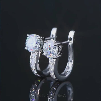 1 Carat Moissanite U Shape Hoop Earrings in S925 Sterling Silver