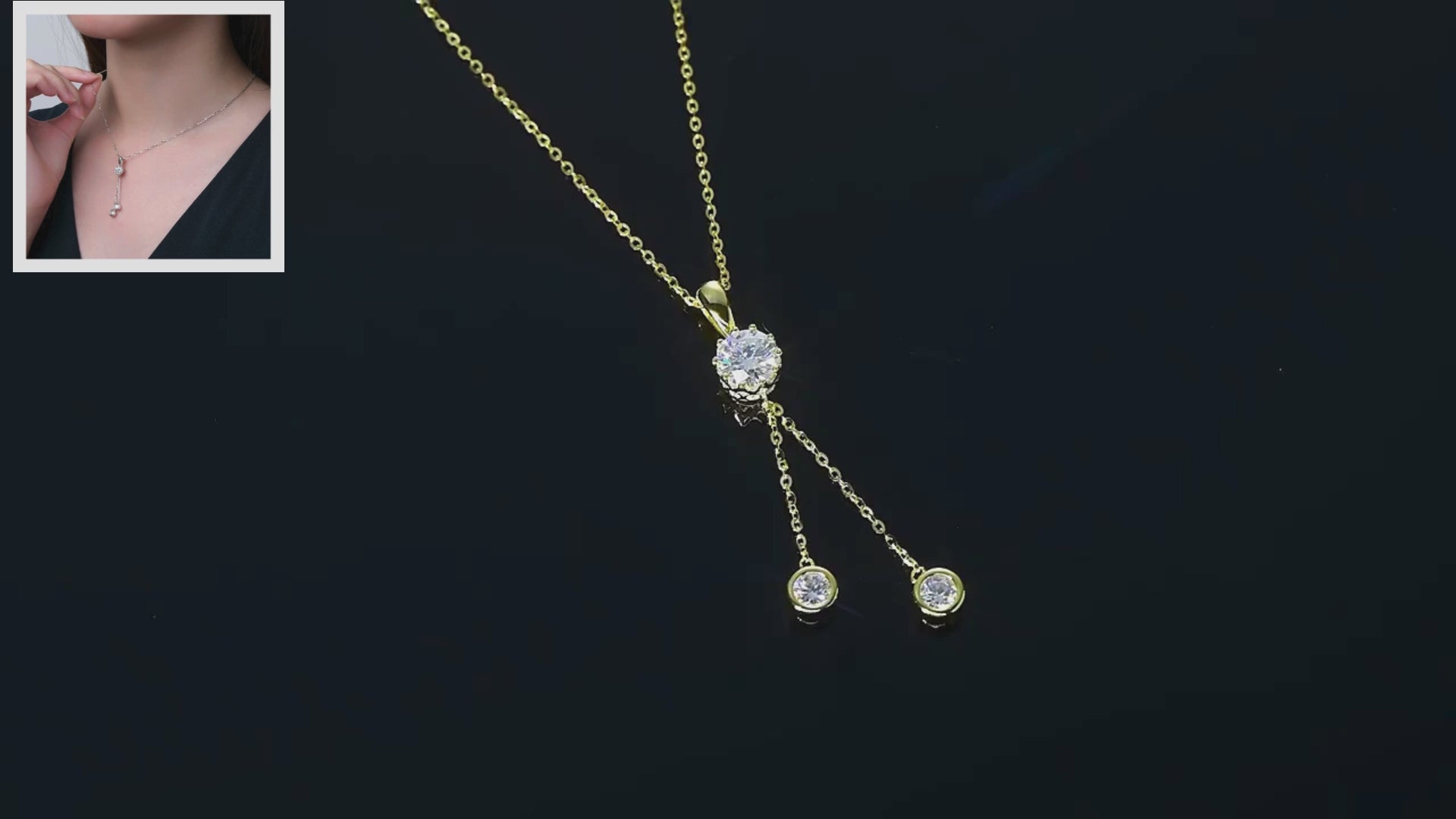 Moissanite Lariat Tassel Necklace | Y Shape, Moissanite Drop