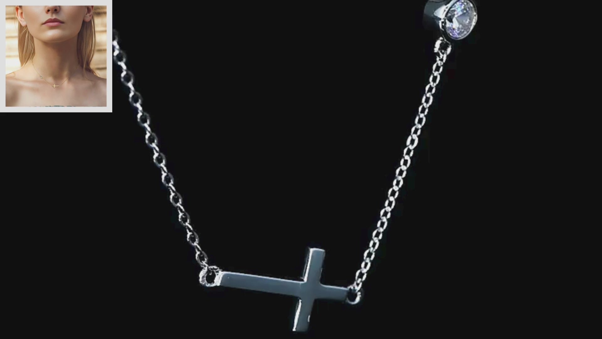 Sideway Moissanite Cross Necklace | Delicate Pendant