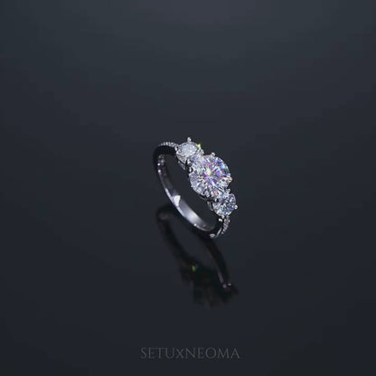 Three Stone Moissanite Engagement Ring | Half Eternity Design