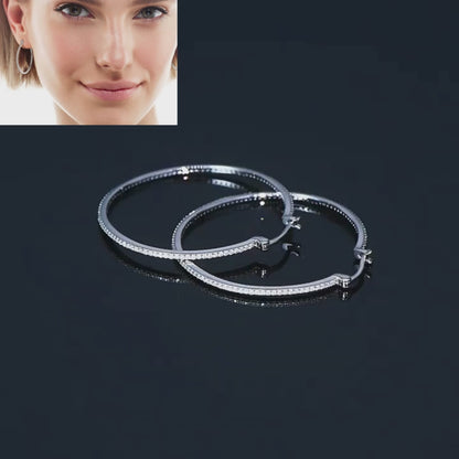 S925 Silver Pave Moissanite Hoop Earrings - 40mm Circle Design - SETUxNEOMA  