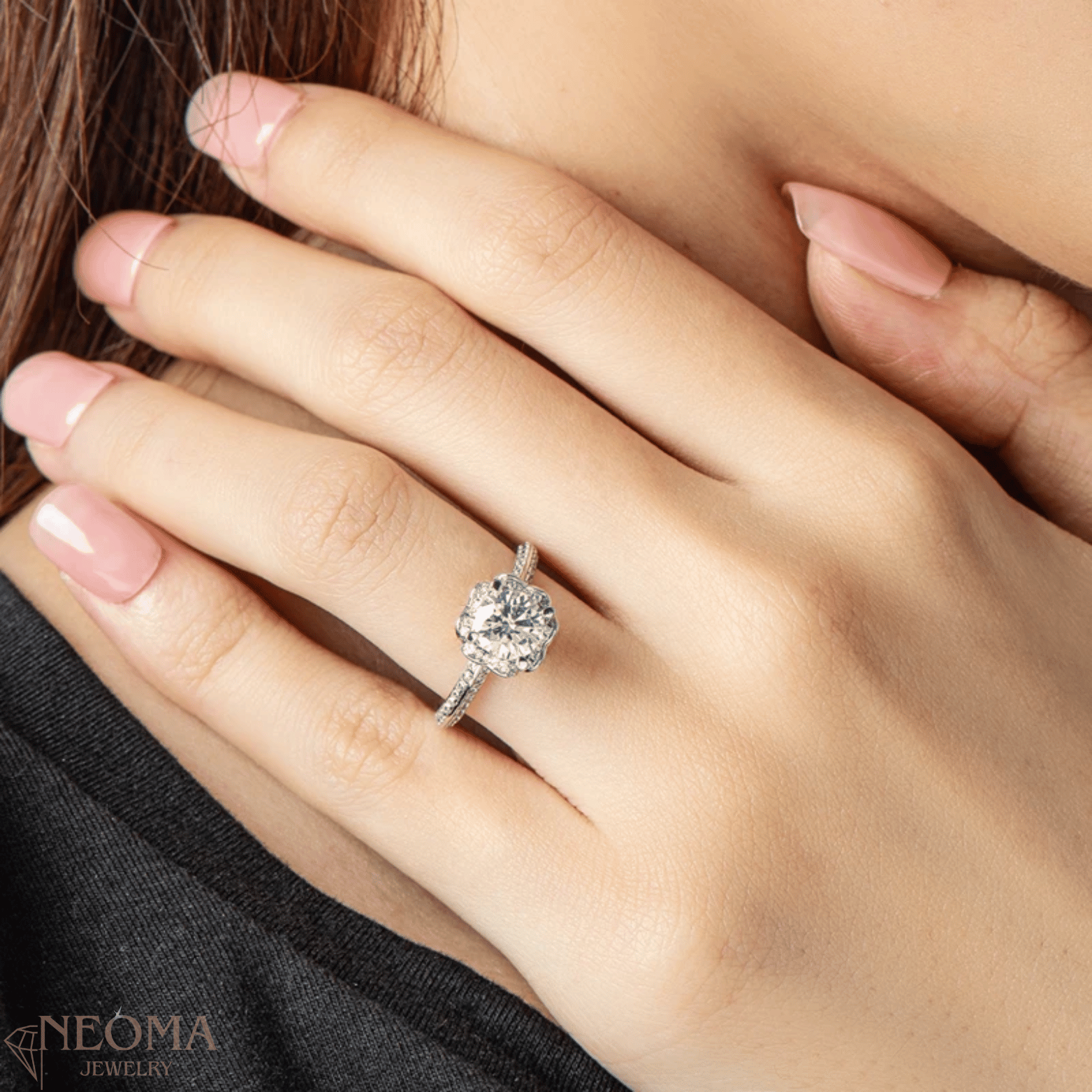 Promise Moissanite Flower Shape Ring - SETUxNEOMA  