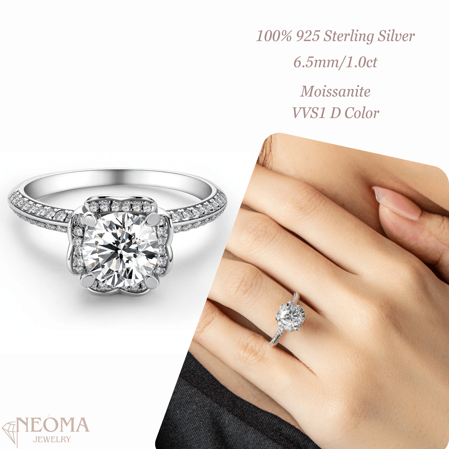 Promise Moissanite Flower Shape Ring - SETUxNEOMA  