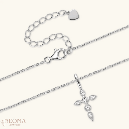 Round Cut Moissanite Tiny Cross Pendant Necklace - SETUxNEOMA  