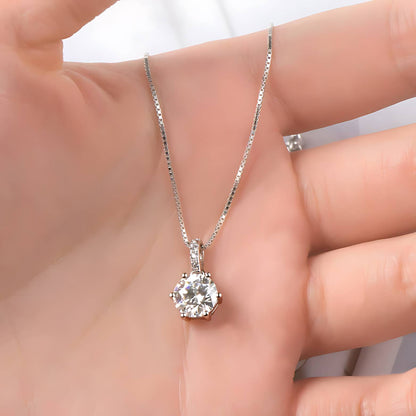 6-Prong Round Brilliant Moissanite Solitaire Pendant Necklace - 1carat -2 ct - SETUxNEOMA  