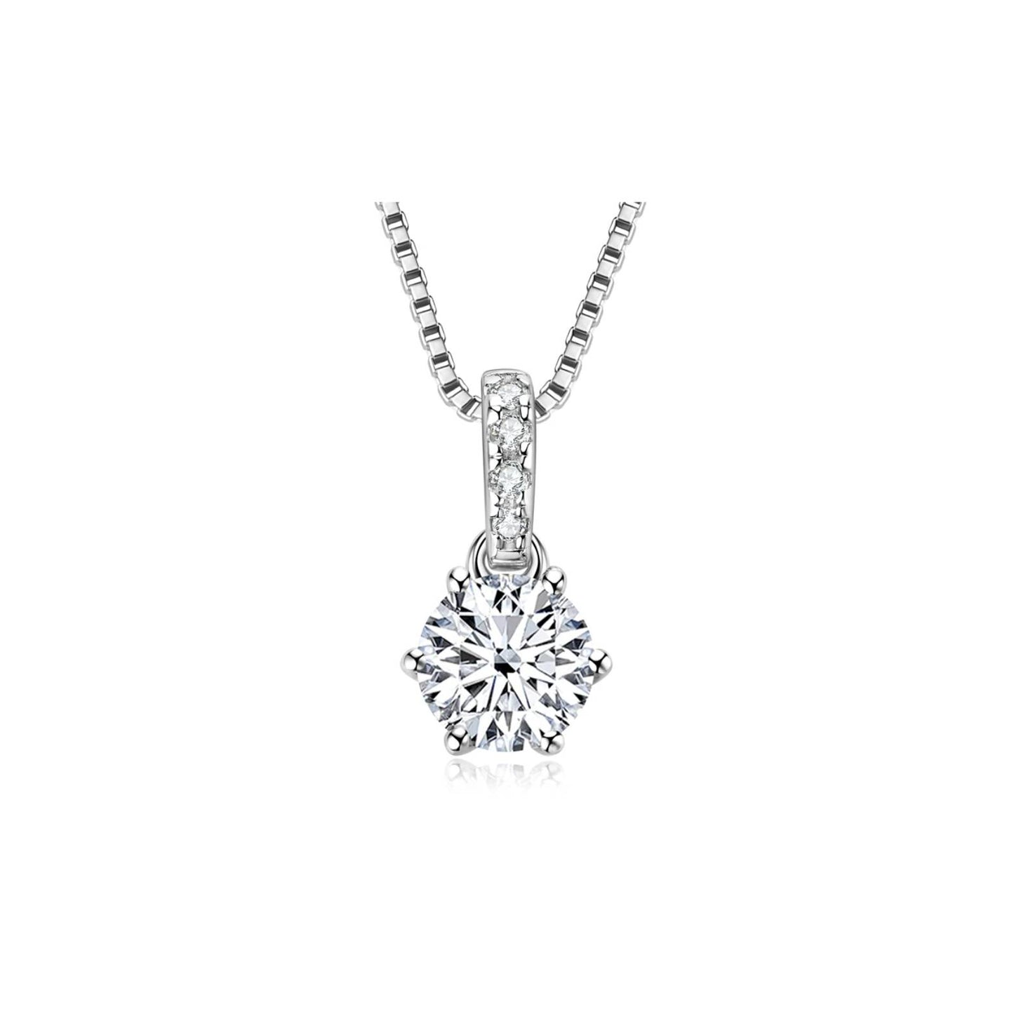 6-Prong Round Brilliant Moissanite Solitaire Pendant Necklace - 1ct -2 ct - SETUxNEOMA  