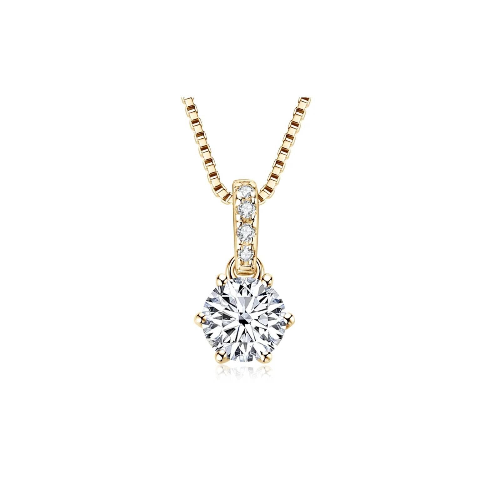 6-Prong Round Brilliant Moissanite Solitaire Pendant Necklace - 1ct -2 ct - SETUxNEOMA  