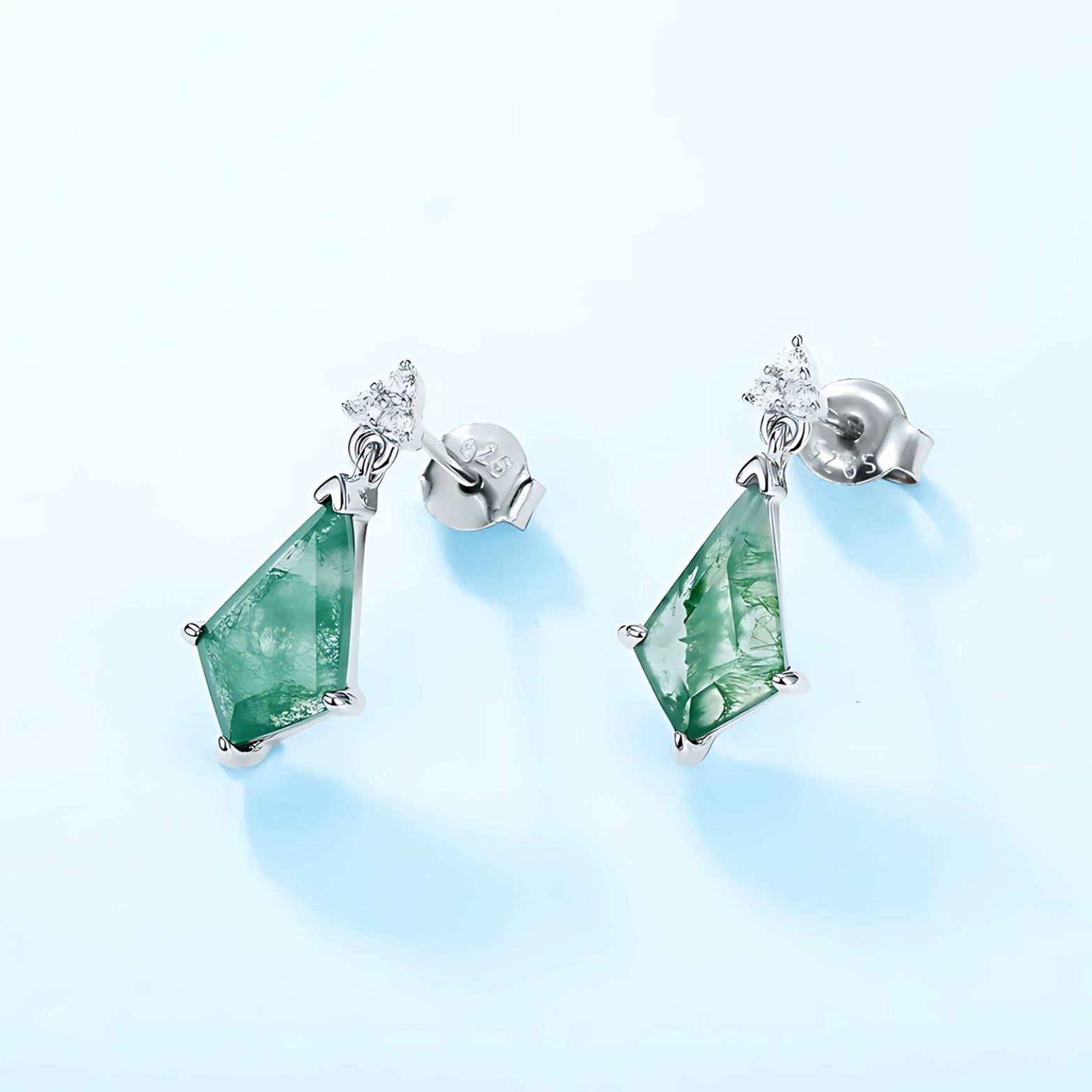 Skye Kite Green Moss Agate Stud Earrings - SETUxNEOMA  