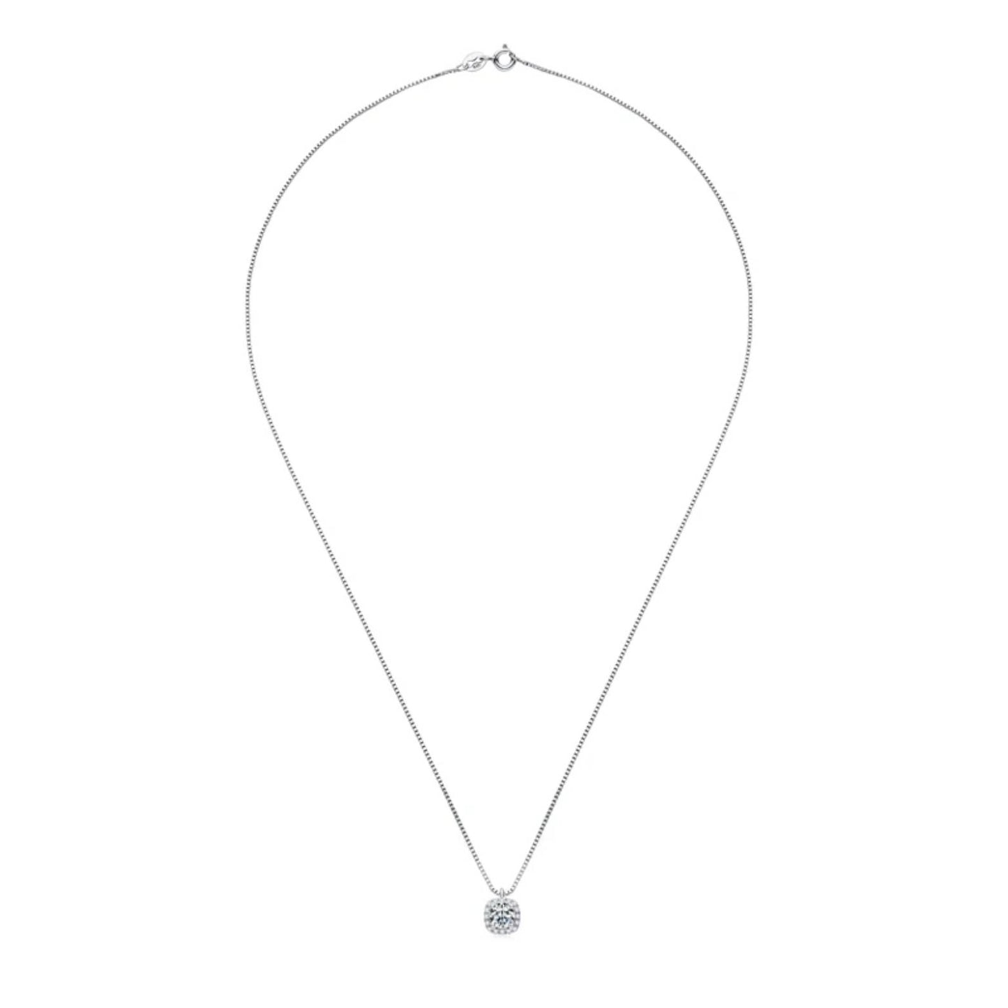 Square Halo Moissanite Pendant Necklace - Solitaire Choker - SETUxNEOMA  