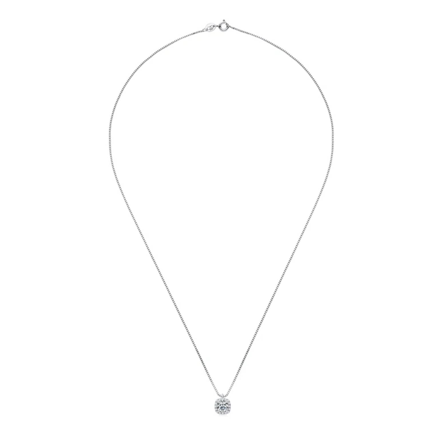 Square Halo Moissanite Pendant Necklace - Solitaire Choker - SETUxNEOMA  