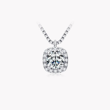 Square Halo Moissanite Pendant Necklace - Solitaire Choker - SETUxNEOMA  