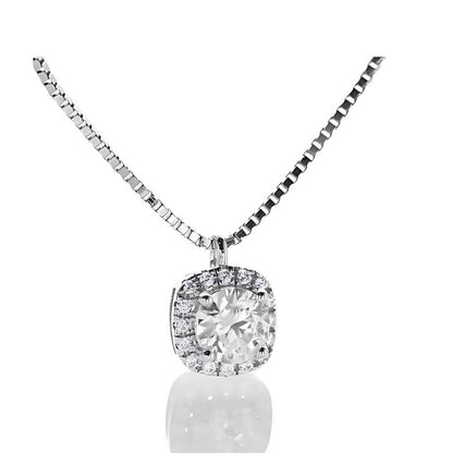 Square Halo Moissanite Pendant Necklace - Solitaire Choker - SETUxNEOMA  