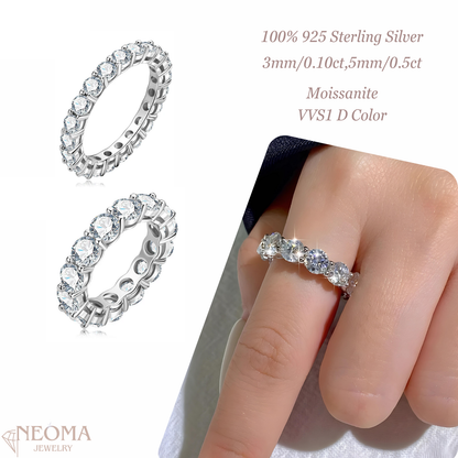 925 Sterling Silver Moissanite Full Eternity Band Ring - SETUxNEOMA  