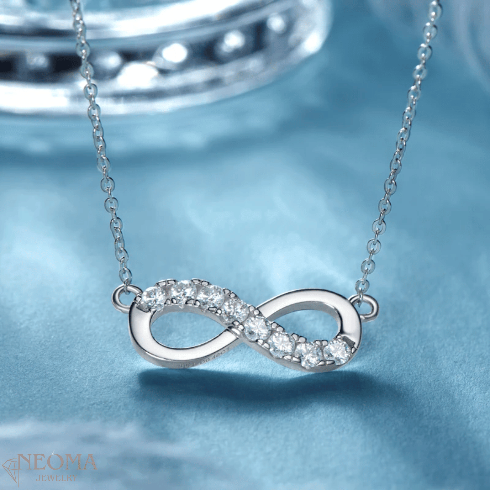  925 Sterling Silver Moissanite Infinity Pendant Necklace SETUxNEOMA