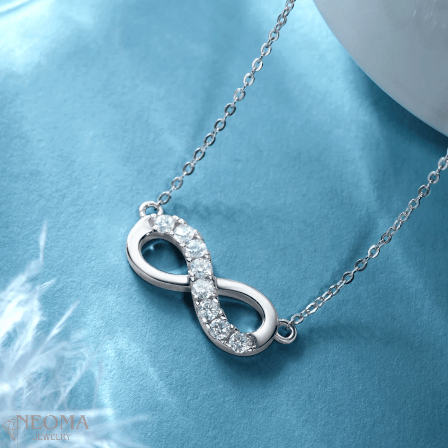 925 Sterling Silver Moissanite Infinity Pendant Necklace - SETUxNEOMA  