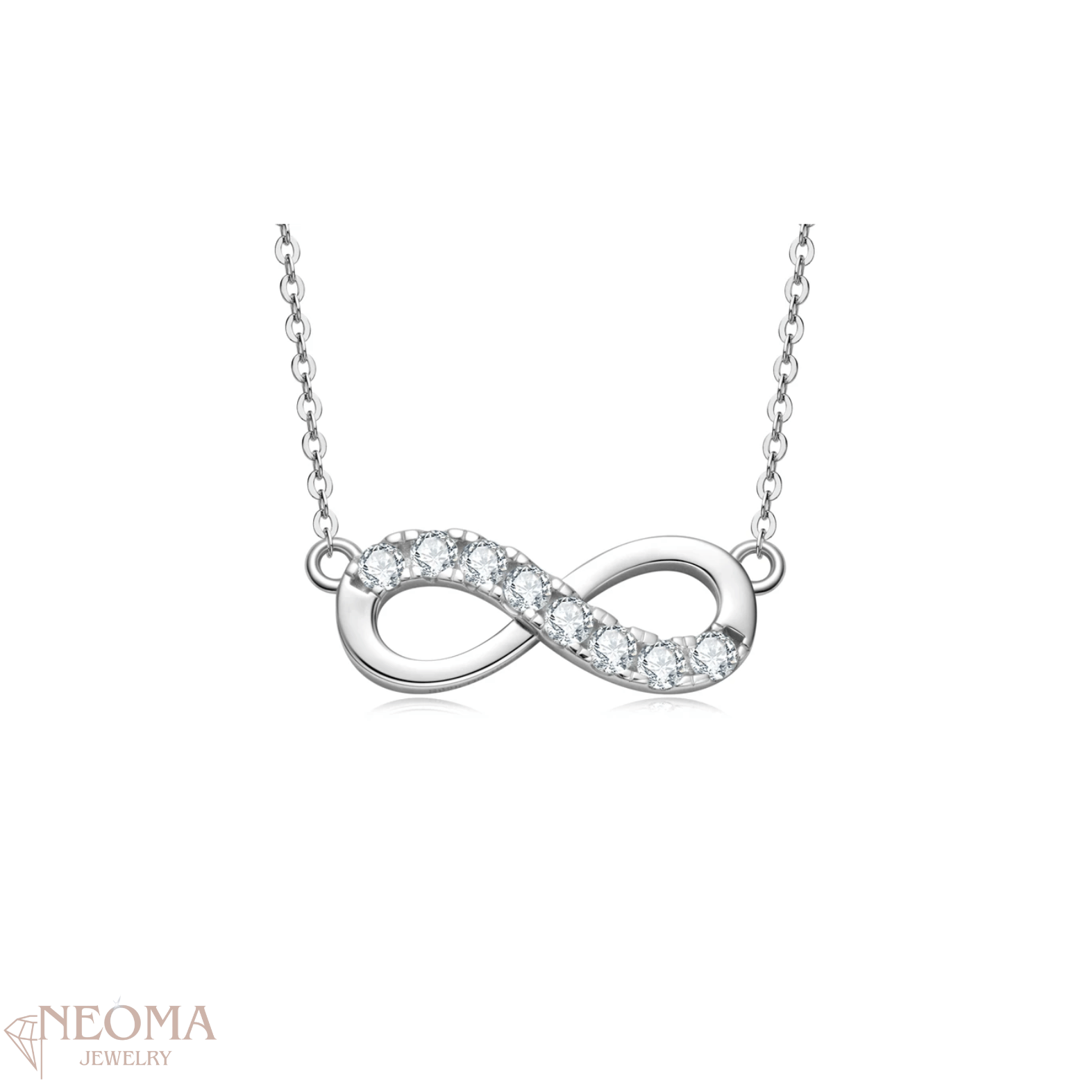  925 Sterling Silver Moissanite Infinity Pendant Necklace SETUxNEOMA