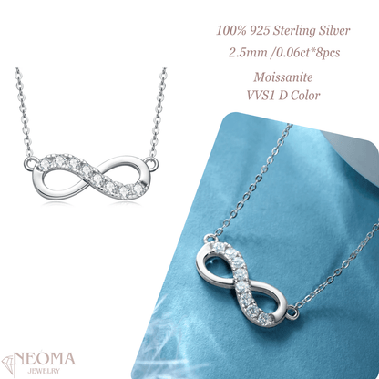 925 Sterling Silver Moissanite Infinity Pendant Necklace - SETUxNEOMA  