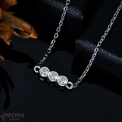 Three Stone Moissanite Bracelet - 925 Sterling Silver Chain Bracelet - SETUxNEOMA  