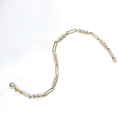 Trio Moissanite Paperclip Chain Bracelet in 925 Sterling Silver - SETUxNEOMA