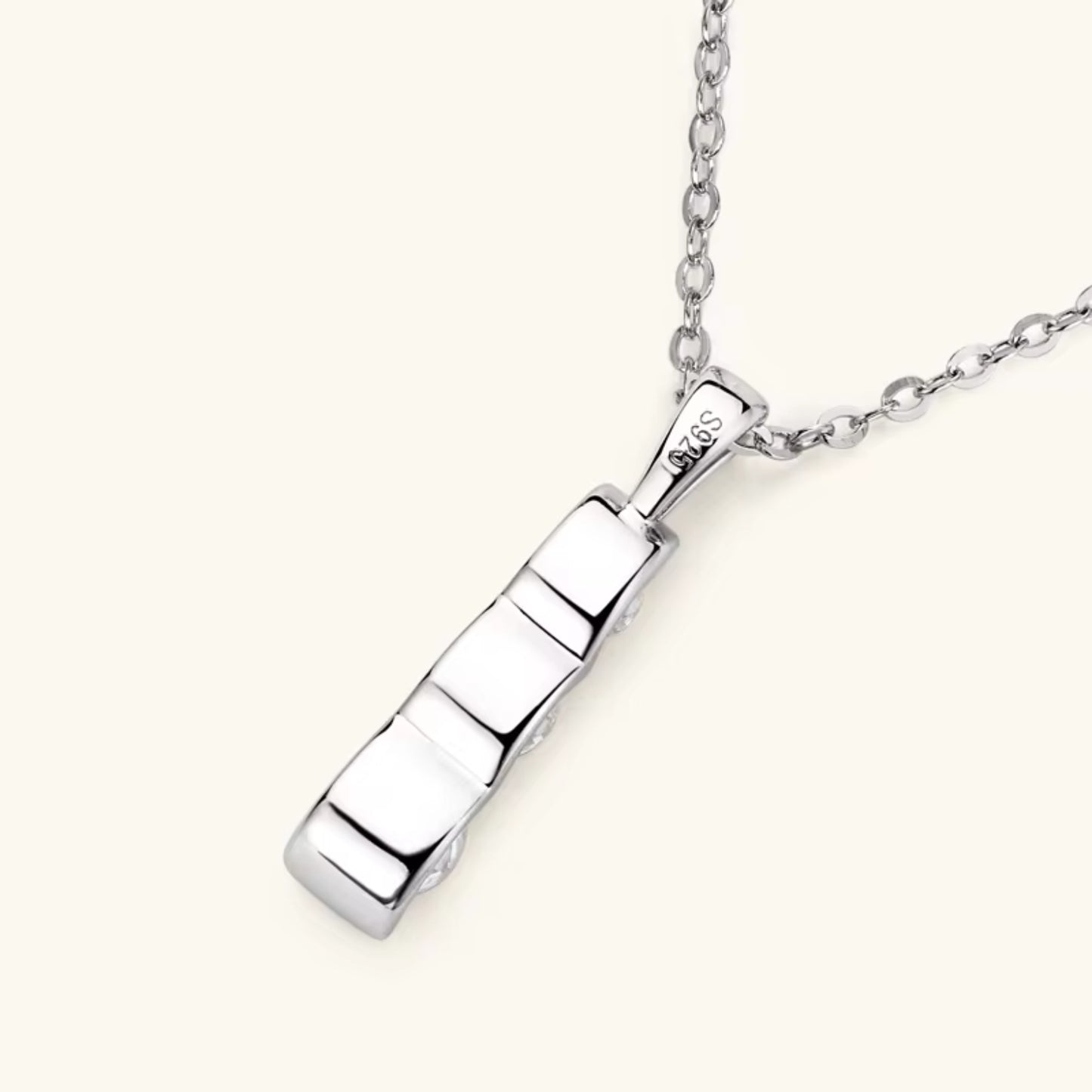  Vertical Bar Pendant Necklace with Three Stone Moissanite SETUxNEOMA