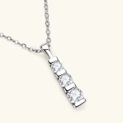  Vertical Bar Pendant Necklace with Three Stone Moissanite SETUxNEOMA