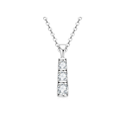  Vertical Bar Pendant Necklace with Three Stone Moissanite SETUxNEOMA