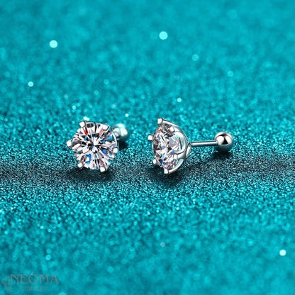  6 Prong Solitaire Moissanite Stud Earrings With Screw Back SETUxNEOMA