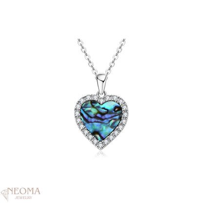 Abalone Shell Heart Necklace with Moissanite - Seashell Jewelry - Shell Heart Choker - SETUxNEOMA  