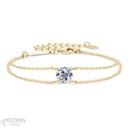 Double Chain Adjustable Bracelet featuring 1.0ct Moissanite - SETUxNEOMA  