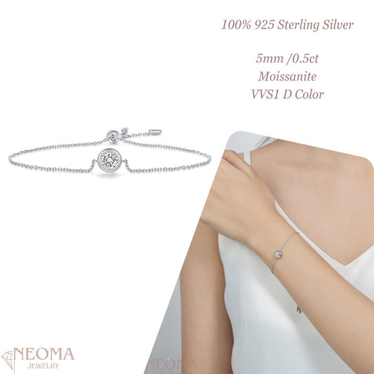 0.5 Carat Moissanite 925 Sterling Silver Bracelet | Elegant
