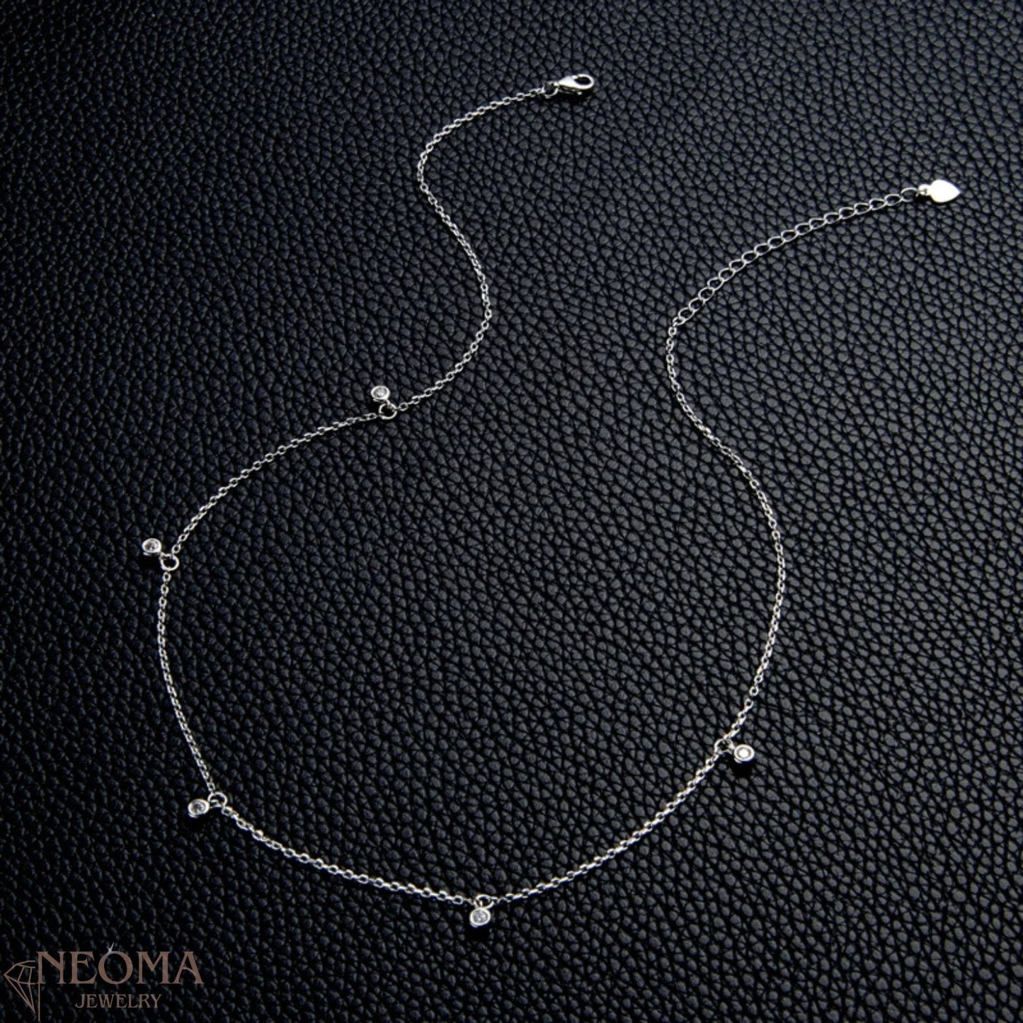  Moissanite Bezel Station Necklace - Satellite Chain Choker SETUxNEOMA