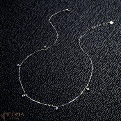 Moissanite Bezel Station Necklace - Satellite Chain Choker - SETUxNEOMA  