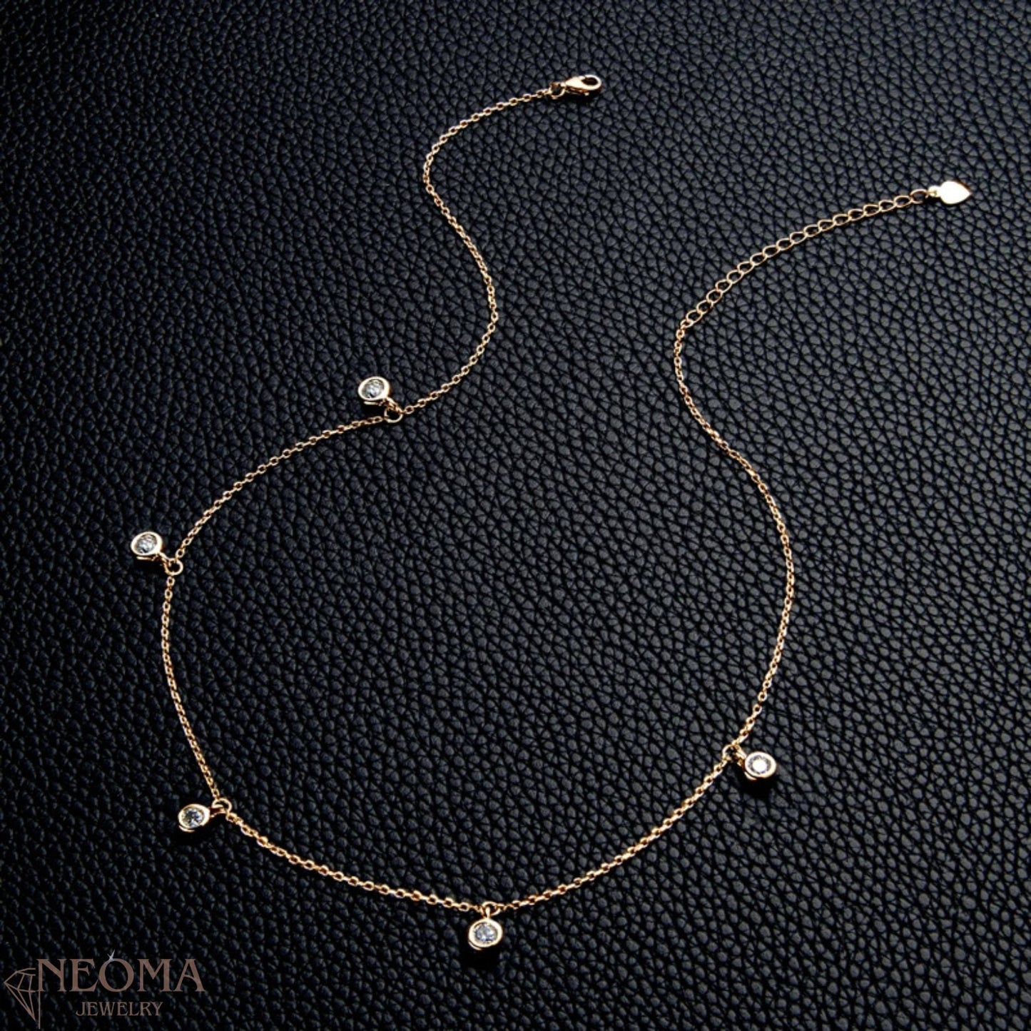  Moissanite Bezel Station Necklace - Satellite Chain Choker SETUxNEOMA