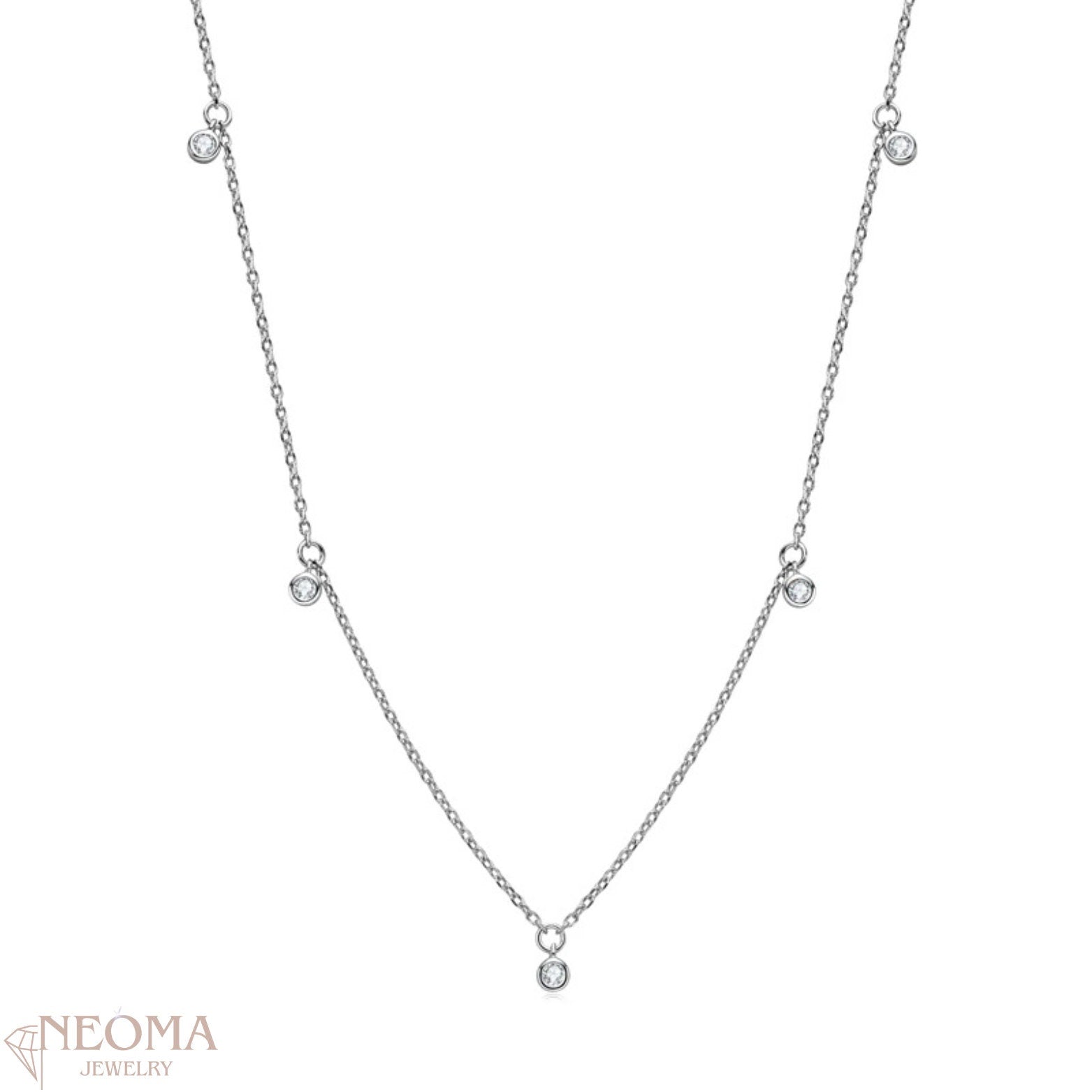  Moissanite Bezel Station Necklace - Satellite Chain Choker SETUxNEOMA