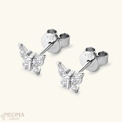  Moissanite Butterfly Stud Earrings in 925 Sterling Silver SETUxNEOMA