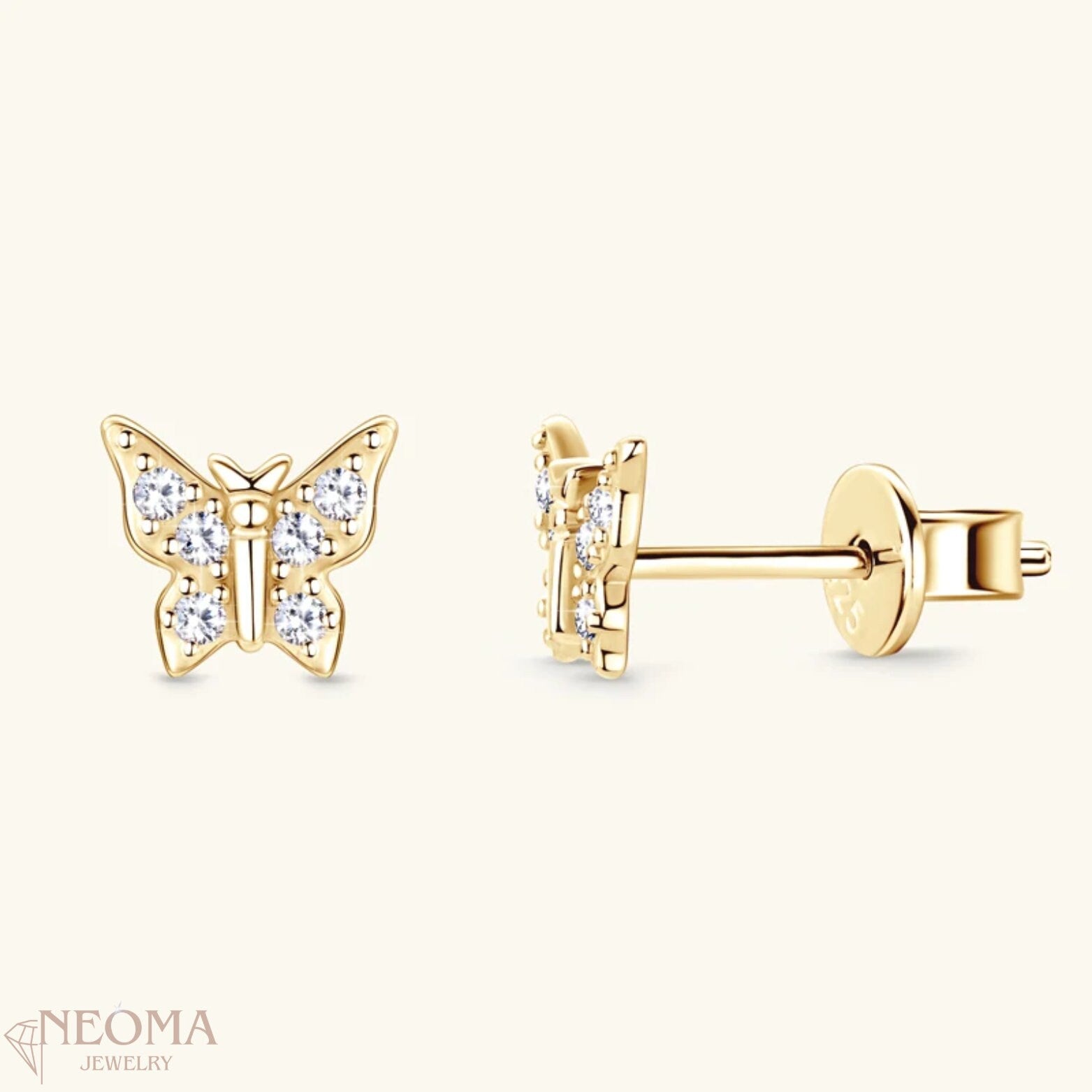  Moissanite Butterfly Stud Earrings in 925 Sterling Silver SETUxNEOMA