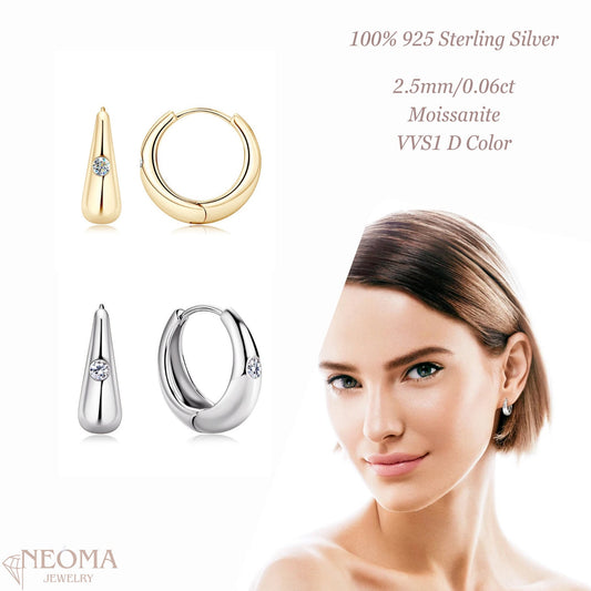 Minimalist Moissanite Creole Earrings - Bottega Style - Chunky Hoop Earrings - SETUxNEOMA  