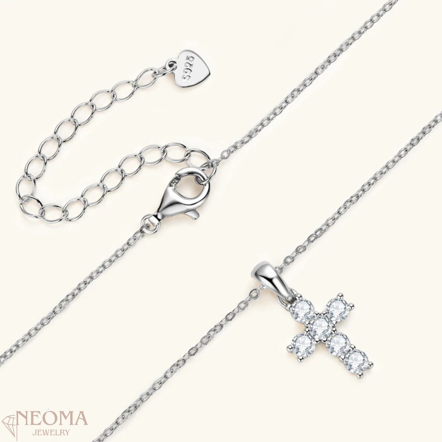 Moissanite Cross Religious Pendants Necklace - SETUxNEOMA  