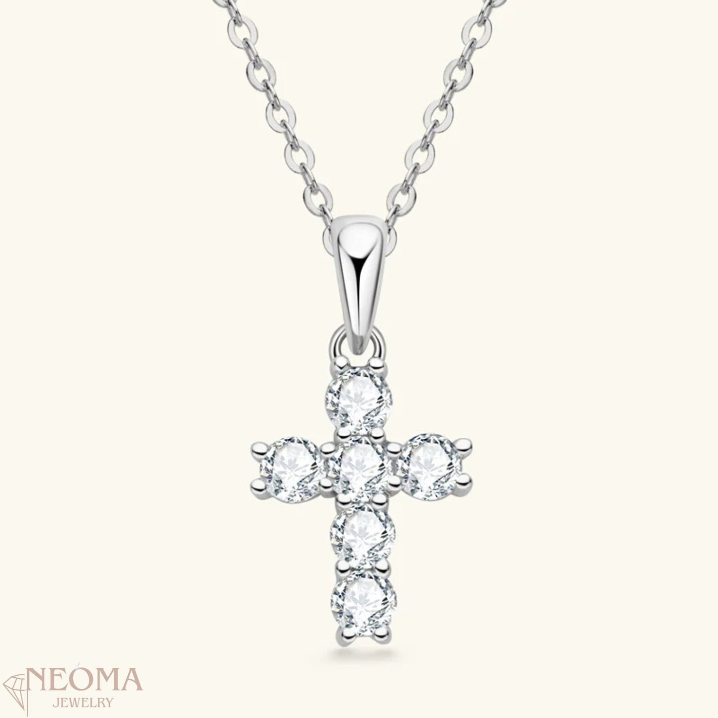  Moissanite Cross Religious Pendants Necklace SETUxNEOMA