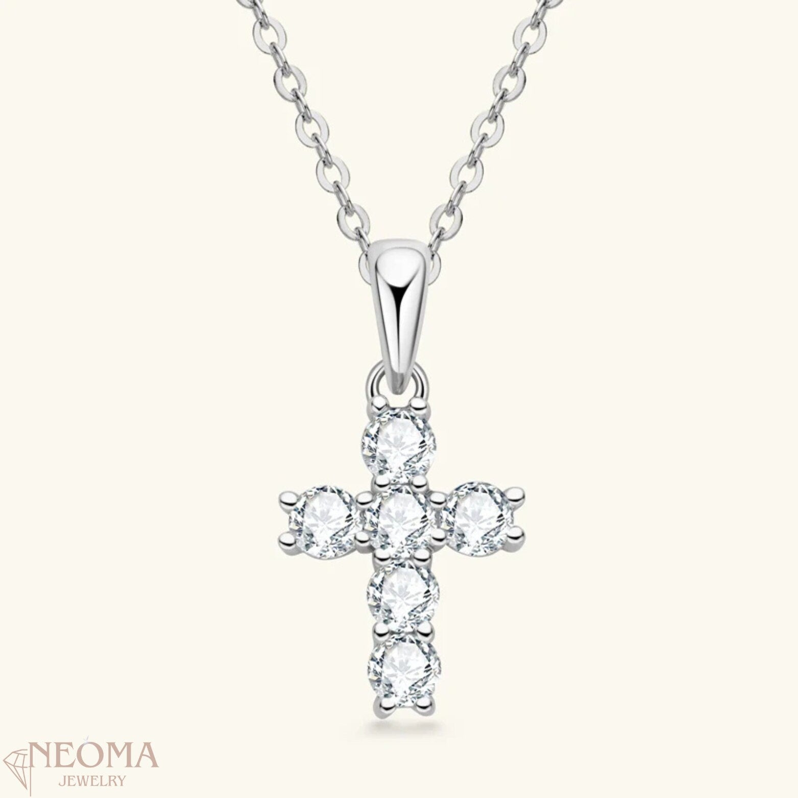 Moissanite Cross Religious Pendants Necklace - SETUxNEOMA  