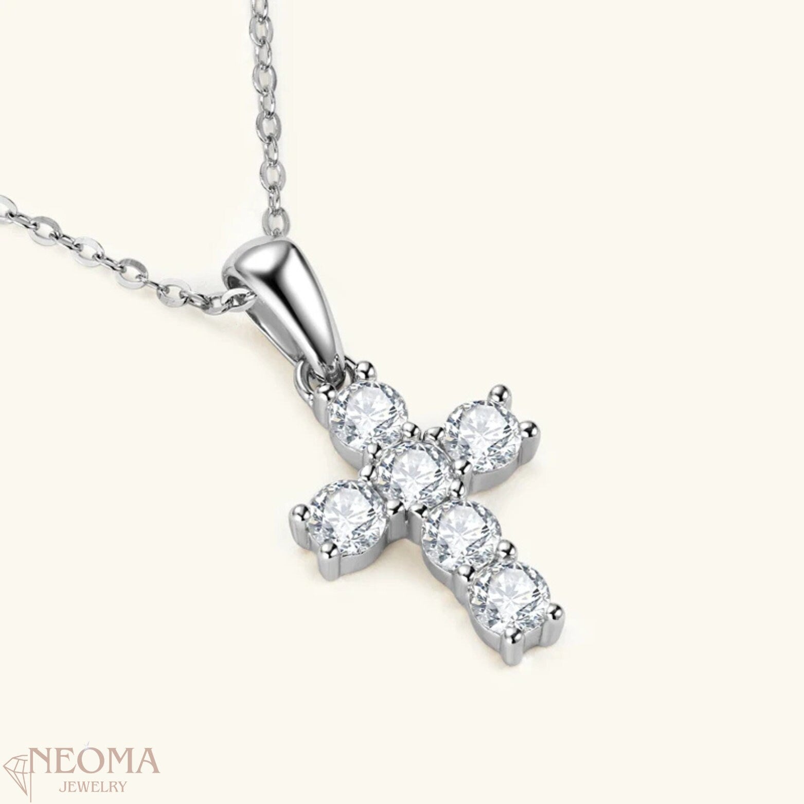 Moissanite Cross Religious Pendants Necklace - SETUxNEOMA  