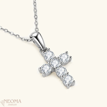  Moissanite Cross Religious Pendants Necklace SETUxNEOMA