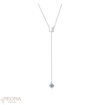  Moissanite Lariat Butterfly Pendant Necklace - Y Shaped Necklace SETUxNEOMA