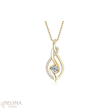 GRA Certified Moissanite Diamond 925 Sterling Silver Twist Leaf Pendant Necklace - SETUxNEOMA  