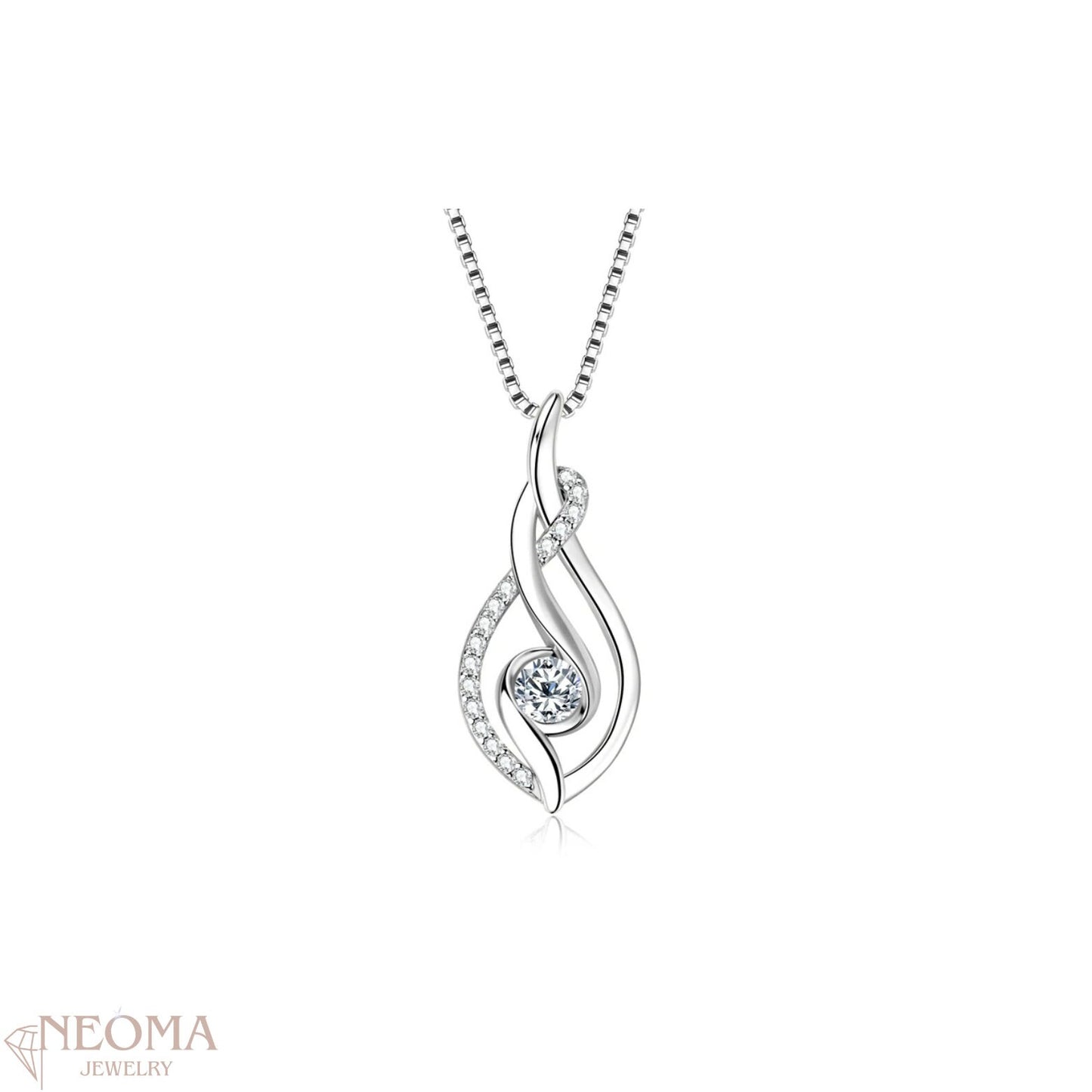  GRA Certified Moissanite Diamond 925 Sterling Silver Twist Leaf Pendant Necklace SETUxNEOMA