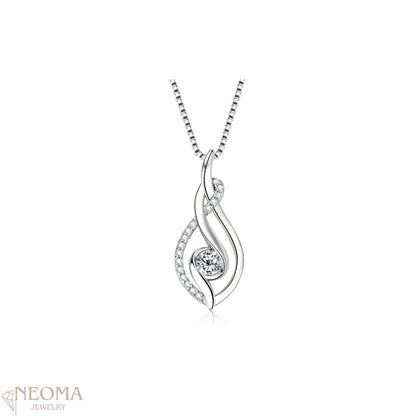 GRA Certified Moissanite Diamond 925 Sterling Silver Twist Leaf Pendant Necklace - SETUxNEOMA  